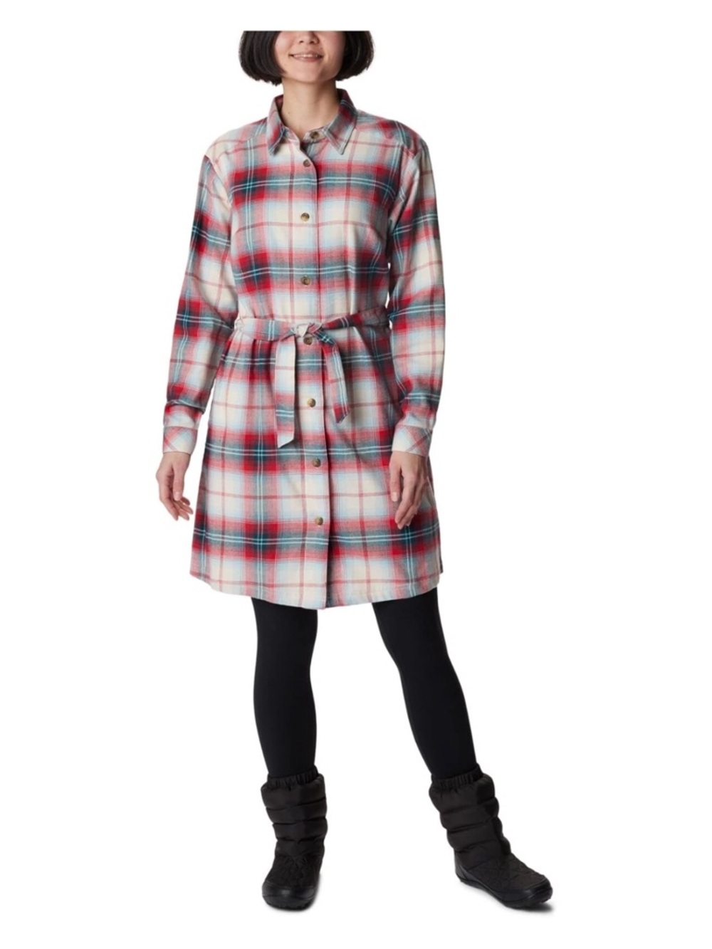 Columbia Women’s Holly Hideaway Flannel Button Up Shirt Dress M